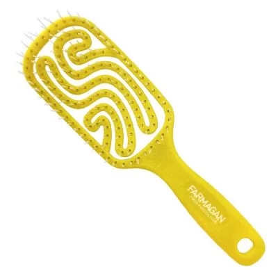 FARMAGAN щетка Fingerbrush средняя искусственная щетина для тонких волос цвет желтый на www.farmagan.com.ua