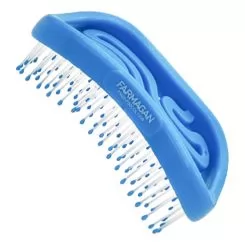 Фото FARMAGAN щетка дорожная Fingerbrush большая искусственная щетина для нормальных волос цвет голубой - 3